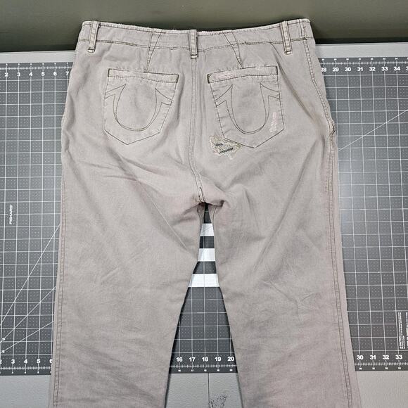 True Religion Pants 38x30 Ricky Distressed Patchwork Big T Grunge Biker Repaired - Picture 7 of 14